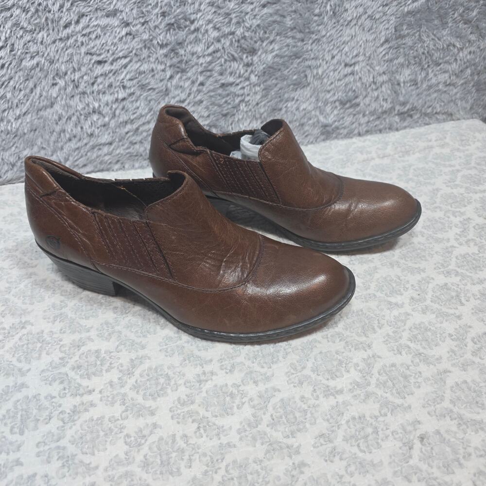 Born Rissa Brown Leather Heeled Short Ankle Boot Size 7.5 - Picture 6 of 7